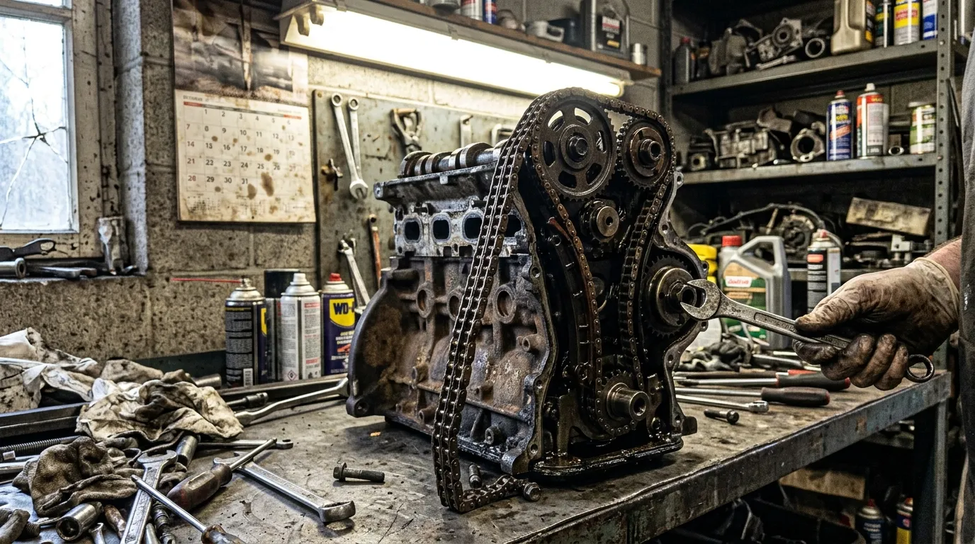 Mécanicien répare moteur automobile dans atelier professionnel