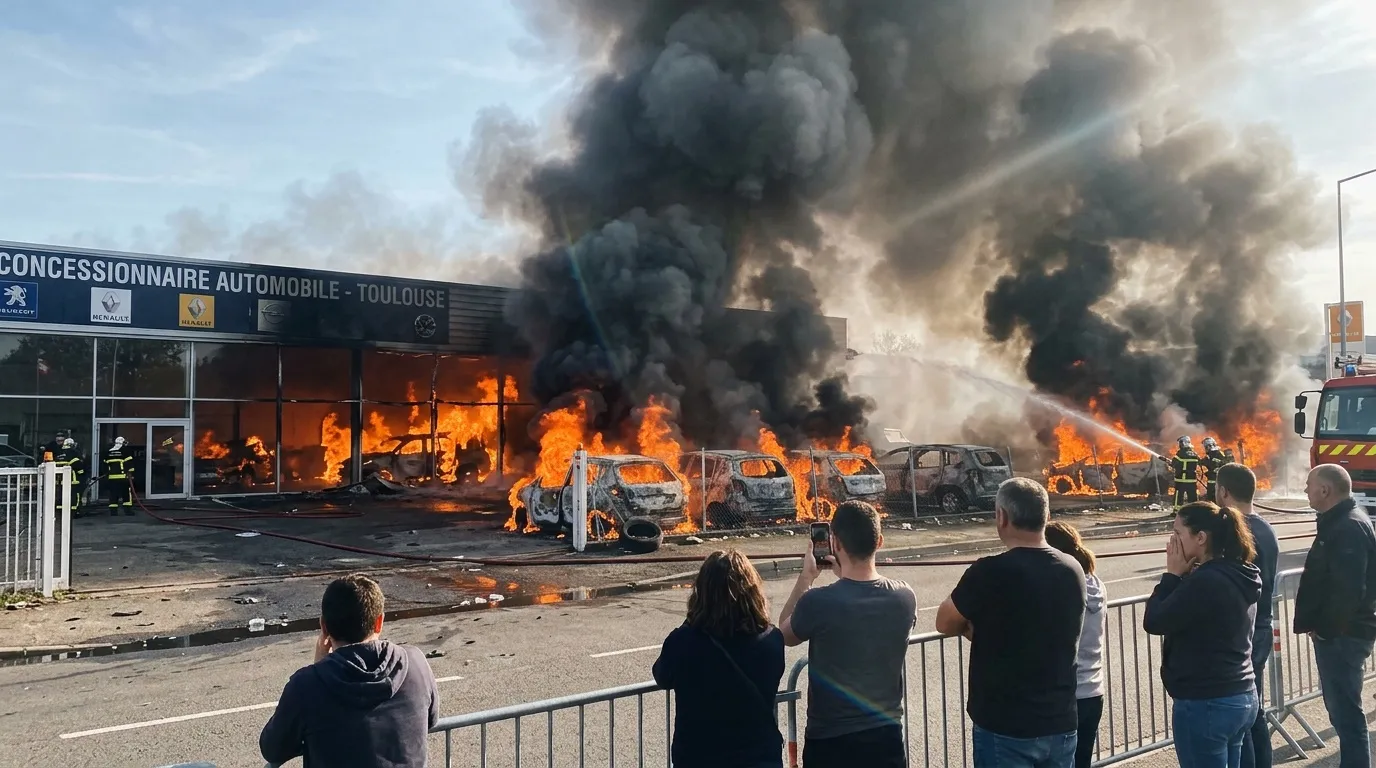 Incendie concession automobile Toulouse : 10 voitures détruites