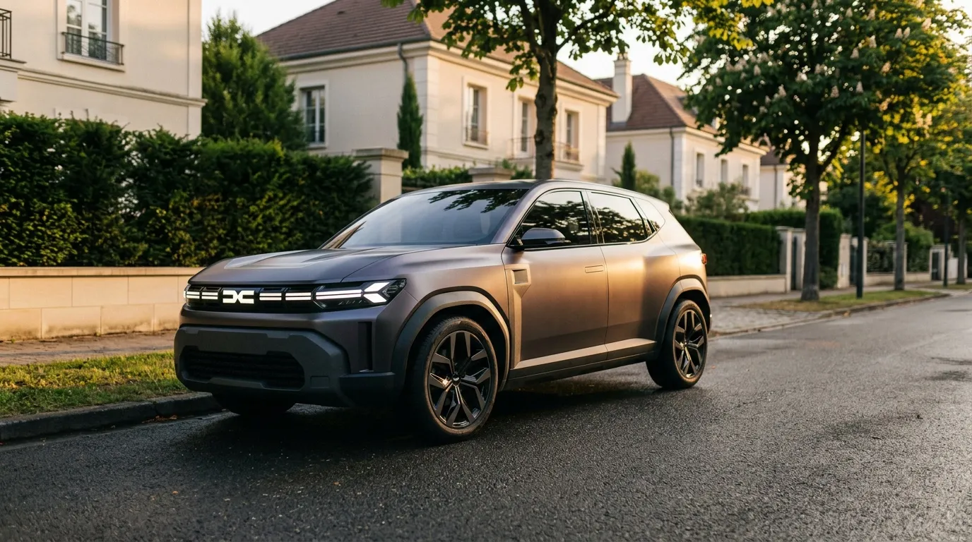 Véhicule électrique SUV compact garé rue résidentielle