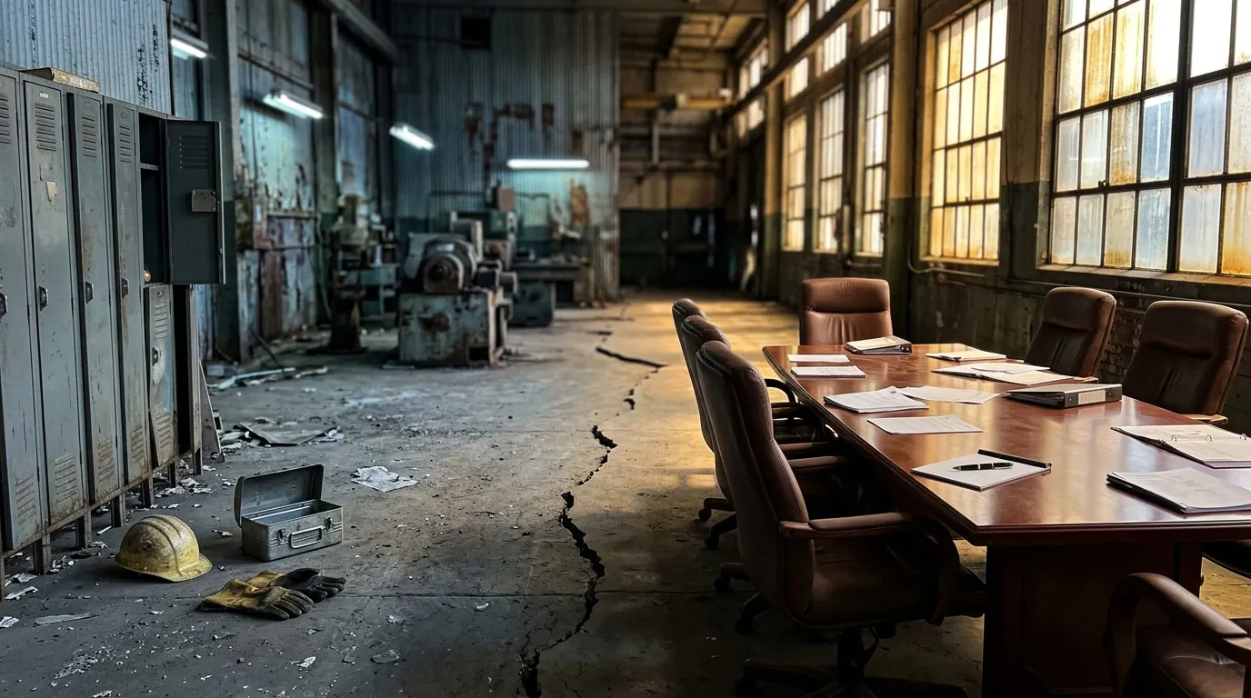 Salle de r&eacute;union luxueuse dans une usine d&eacute;saffect&eacute;e en ruines