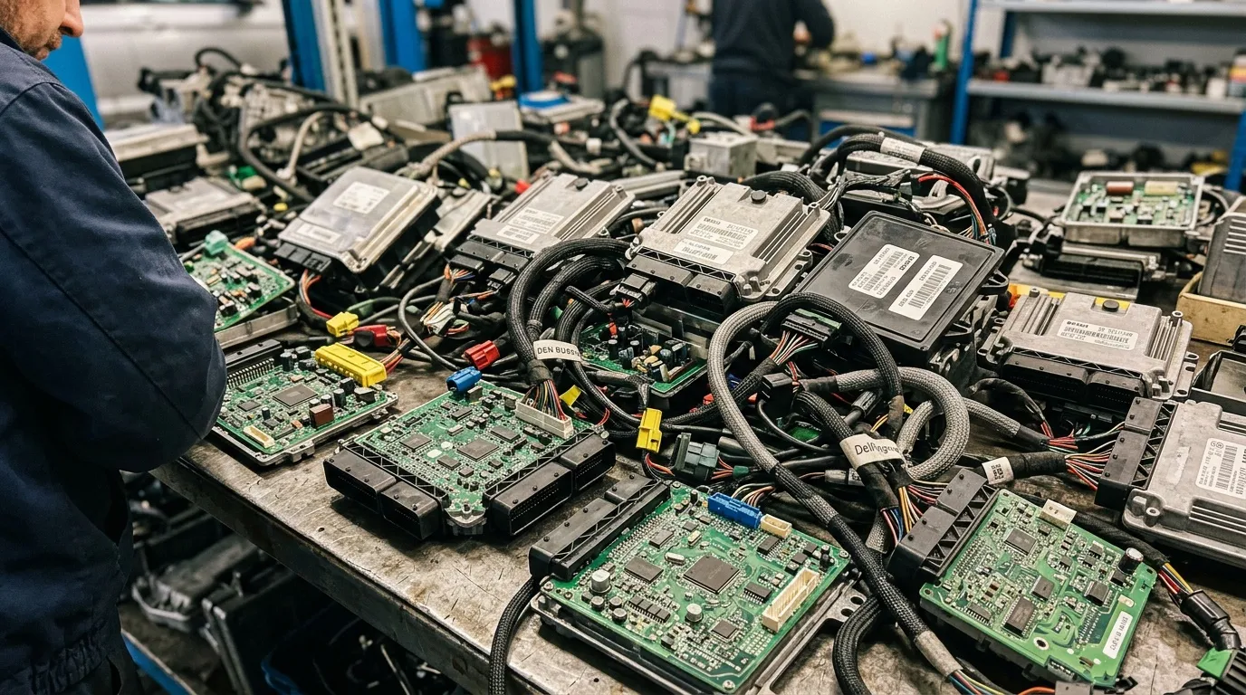 Composants &eacute;lectroniques et cartes circuits automobiles en atelier