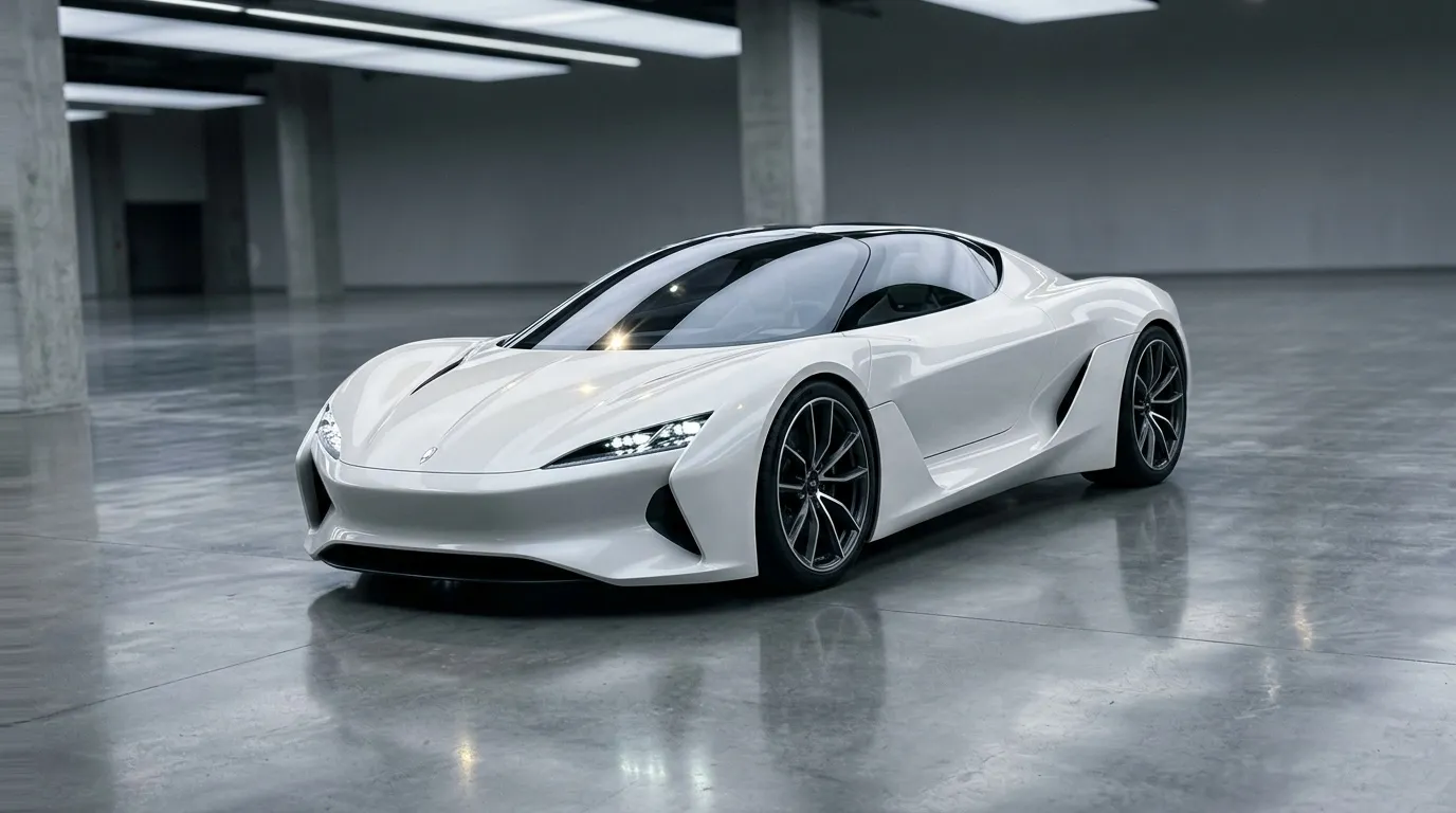 Voiture de sport blanche moderne dans un parking souterrain