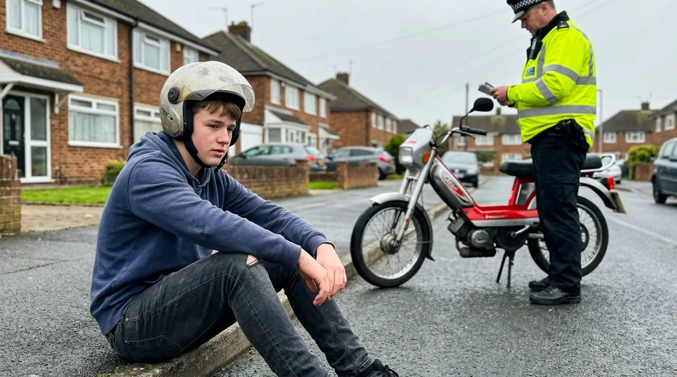 Jeune avec scooter interpellé par policier en gilet jaune