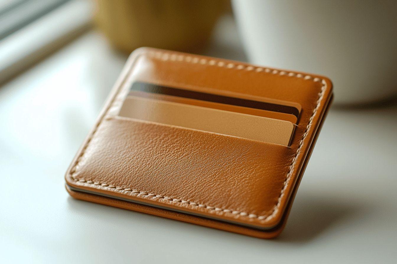 Porte-cartes &eacute;l&eacute;gant en cuir avec plusieurs emplacements
