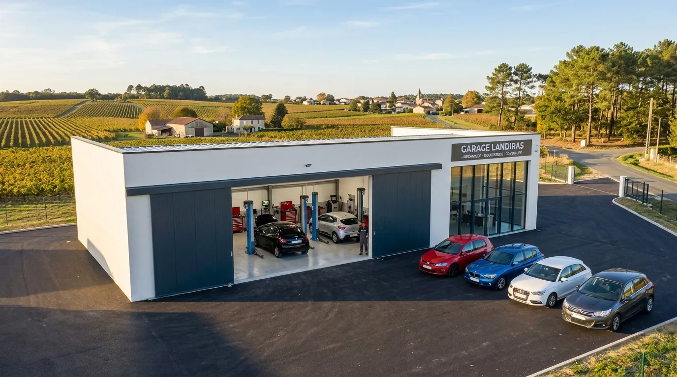 Nouveau garage automobile à Landiras : installation zone Coudannes