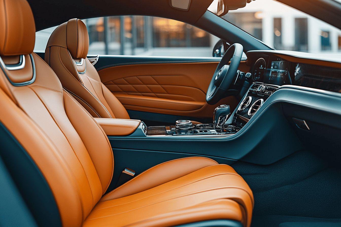 Si&egrave;ges en cuir marron et tableau de bord moderne